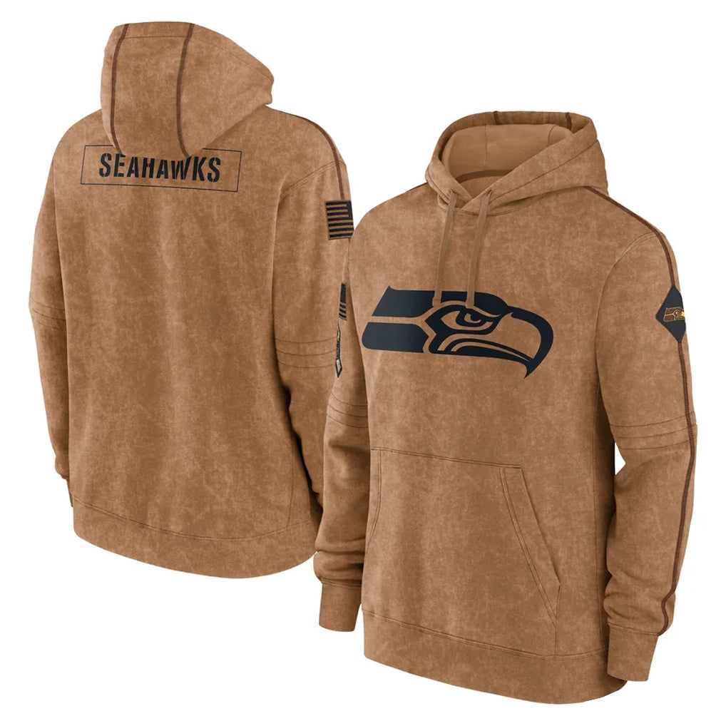 Davalo S.Seahawks Brown Limited Salute to Service Pullover Hoodies Game Blank Player Stitched Jerseys