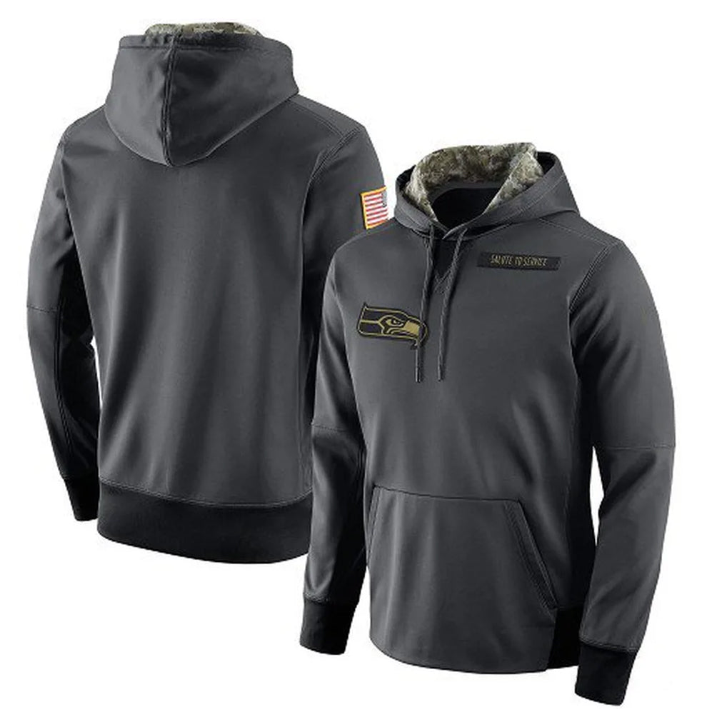 Davalo S.Seahawks Gray Pullover Hoodies Game Blank Player Stitched Jerseys
