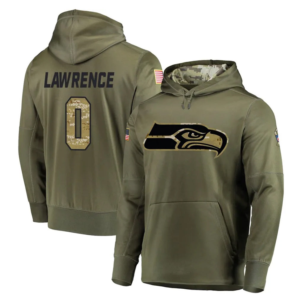 Davalo S.Seahawks #0 DeMarcus Lawrence Player Olive Salute to Service Pullover Hoodie Home Game Stitched Jerseys