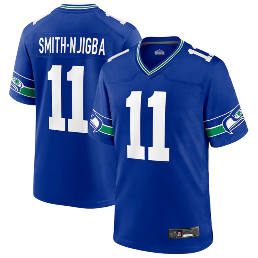 Davalo S.Seahawks #11 Jaxon Smith-Njigba Royal Throwback Player Game Stitched American Stitched Jerseys