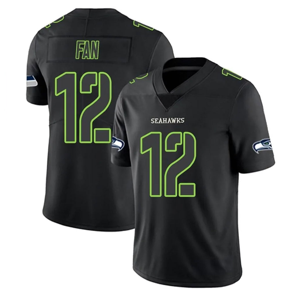 Davalo S.Seahawks #12 12th Fan Player Black Impact Limited Home Game Stitched Jerseys