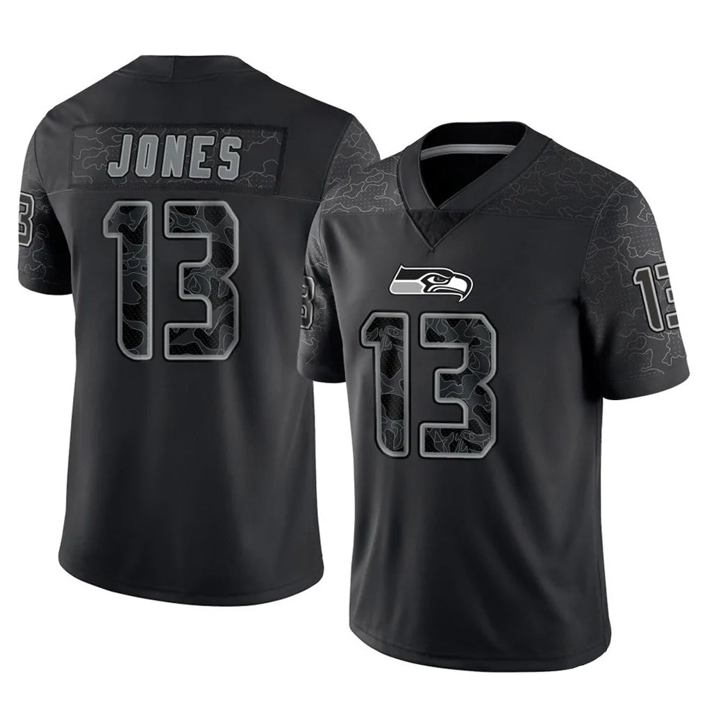 Davalo S.Seahawks #13 Ernest Jones IV Player Black Limited Reflective Home Game Stitched Jerseys