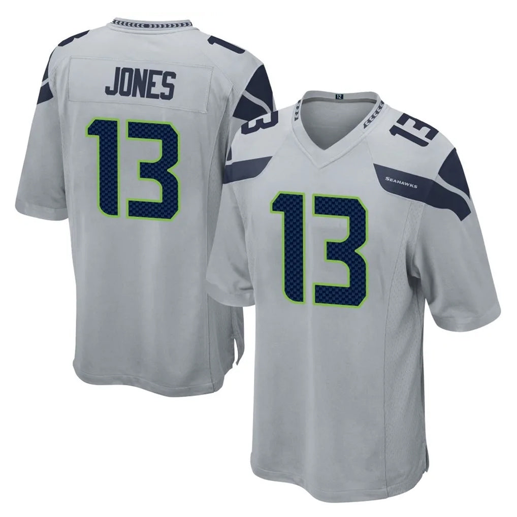 Davalo S.Seahawks #13 Ernest Jones IV Player Gray Home Game Stitched Jerseys