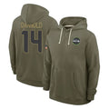 Davalo S.Seahawks #14 Sam Darnold Player Olive Salute to Service Pullover Hoodies Limited Stitched Jerseys