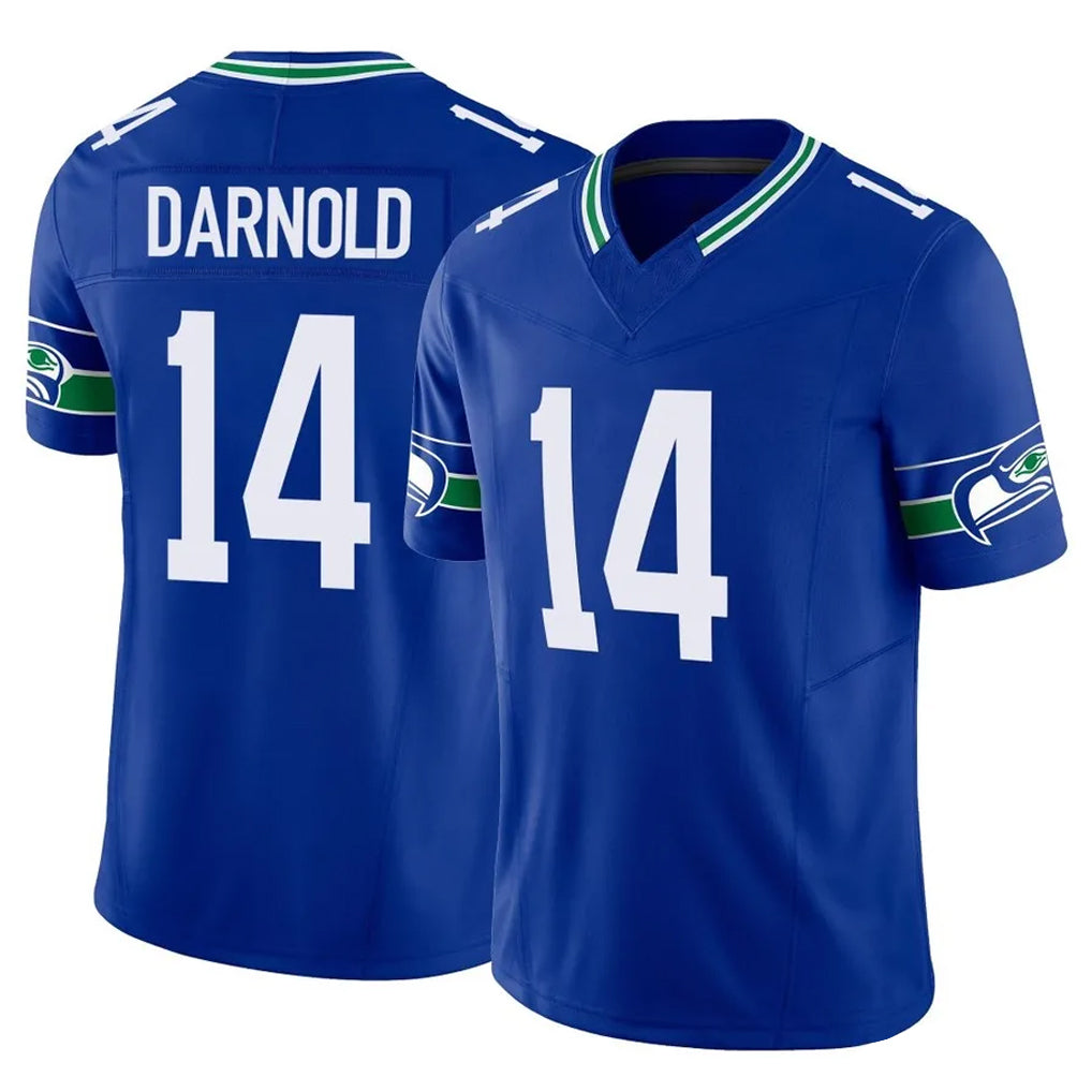 Davalo S.Seahawks #14 Sam Darnold Player Royal Limited Throwback Vapor F.U.S.E. Home Game Stitched Jerseys