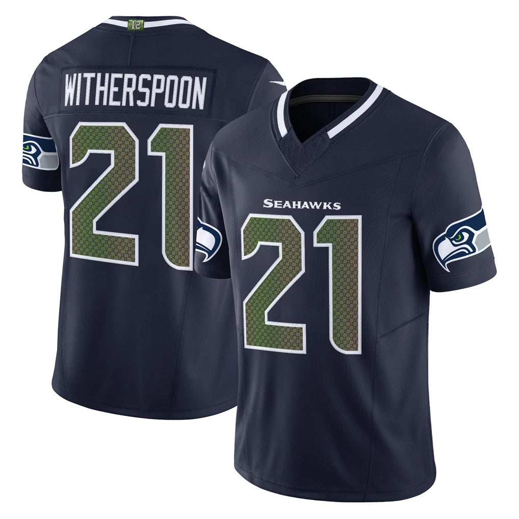 Davalo S.Seahawks #21 Devon Witherspoon Player Navy Rivalries Vapor Limited Home Game Stitched Jerseys