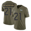 Davalo S.Seahawks #21 Devon Witherspoon Player Olive 2025 Salute To Service Limited Home Game Stitched Jerseys