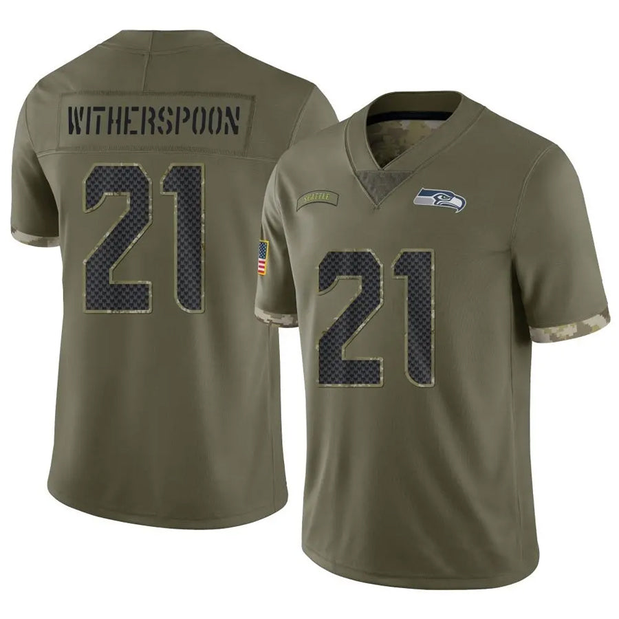 Davalo S.Seahawks #21 Devon Witherspoon Player Salute to Service Olive Stitched Jerseys