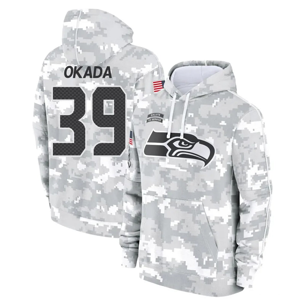 Davalo S.Seahawks #39 Ty Okada Player Arctic Camo Limited Salute to Service Pullover Hoodies Game Stitched Jerseys