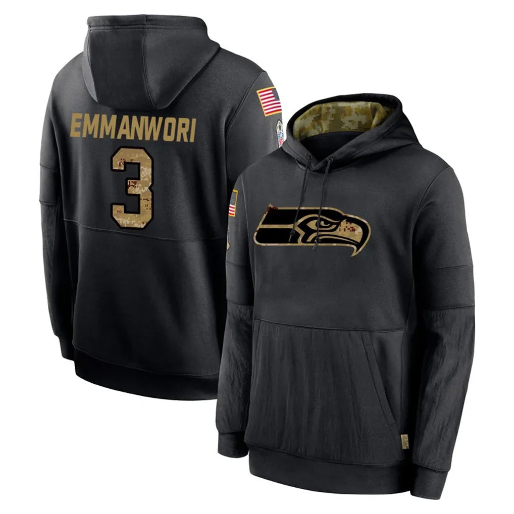 Davalo S.Seahawks #3 Nick Emmanwori Player Black Salute to Service Hoodies Limited Game Stitched Jerseys