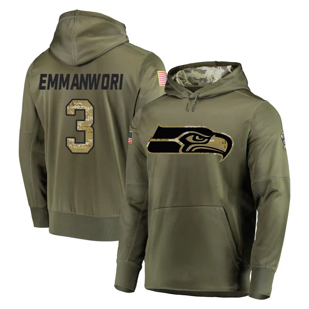 Davalo S.Seahawks #3 Nick Emmanwori Player Olive Salute to Service Pullover Hoodie Home Game Stitched Jerseys