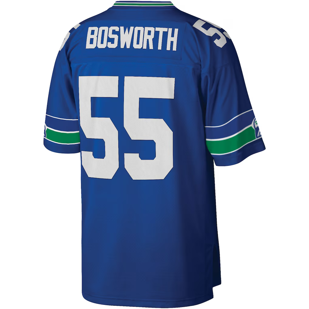 Davalo S.Seahawks #55 Brian Bosworth Mitchell & Ness Royal Legacy Replica Jersey