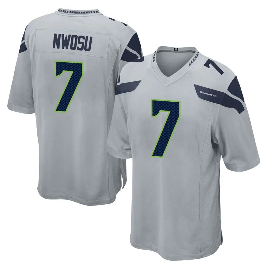 Davalo S.Seahawks #7 Uchenna Nwosu Player Gray Home Game Stitched Jerseys