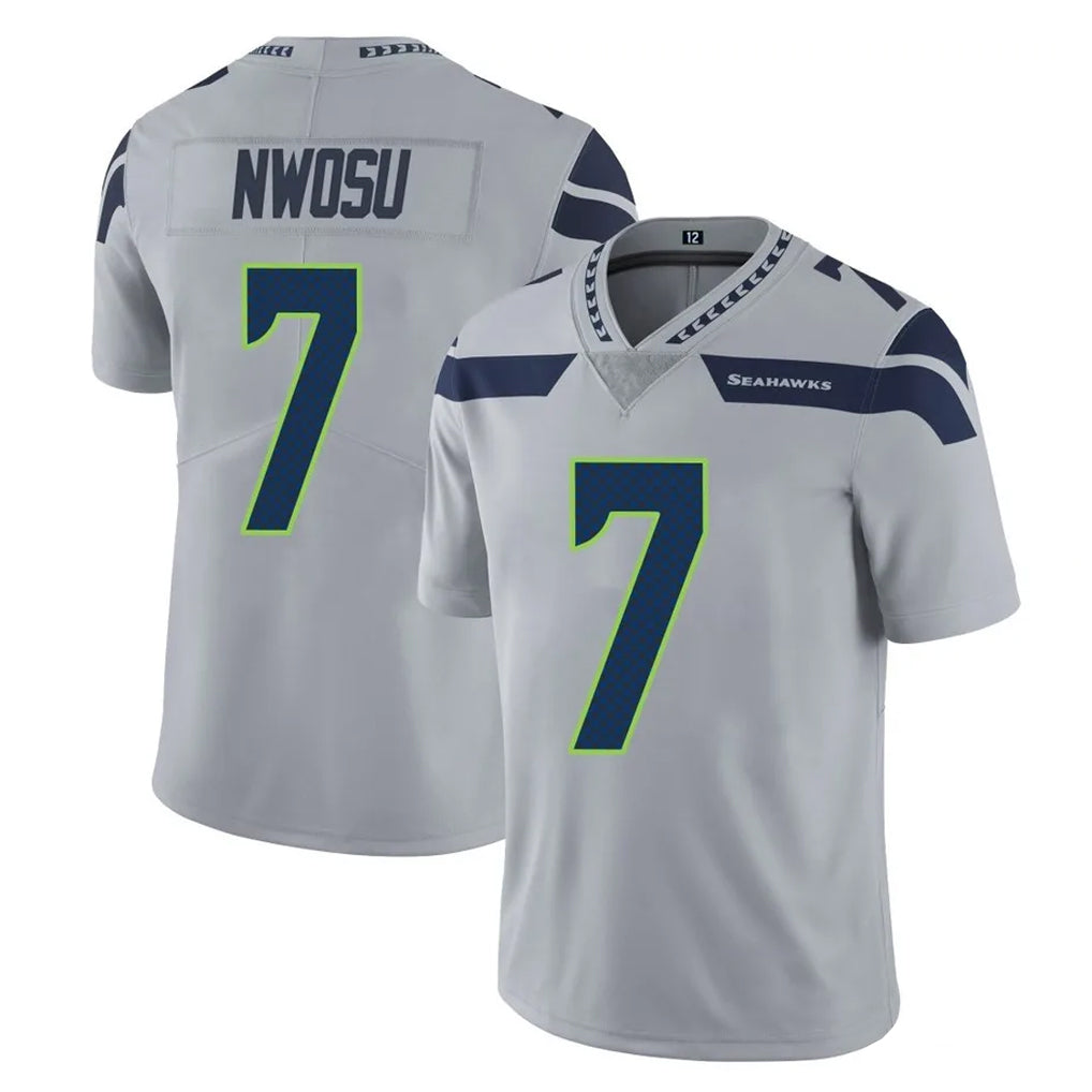 Davalo S.Seahawks #7 Uchenna Nwosu Player Gray Limited Vapor Untouchable Home Game Stitched Jerseys