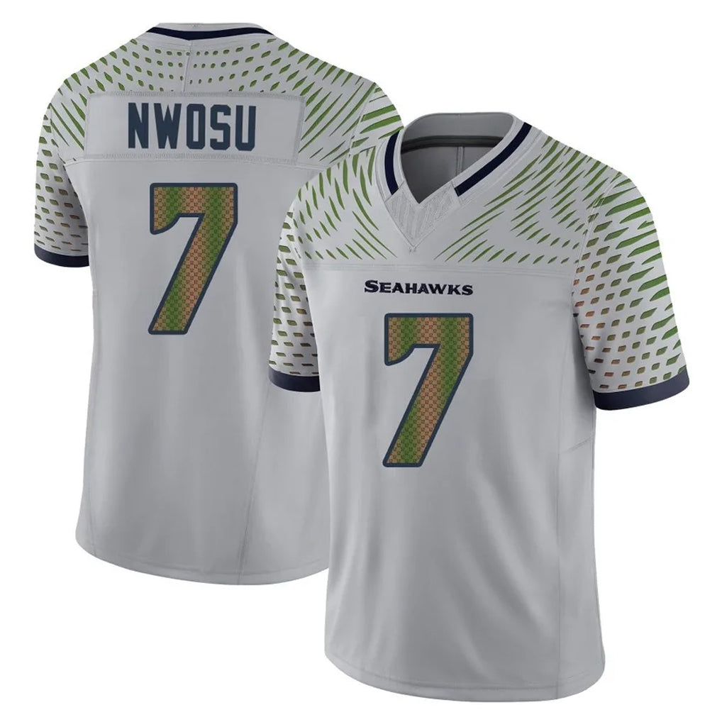 Davalo S.Seahawks #7 Uchenna Nwosu Player Grey Limited 2025 Rivalries Collection Home Game Stitched Jerseys
