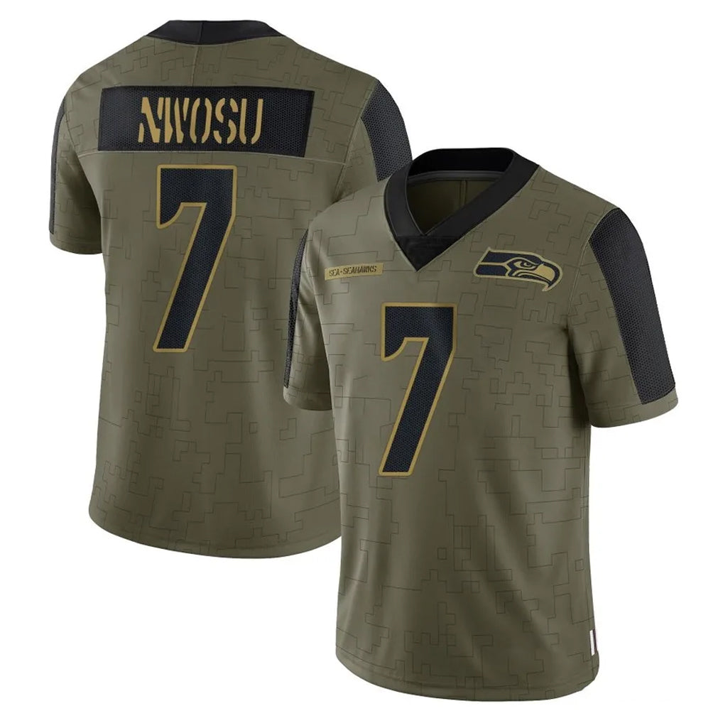 Davalo S.Seahawks #7 Uchenna Nwosu Player Olive Salute To Service Limited Game Stitched Jerseys