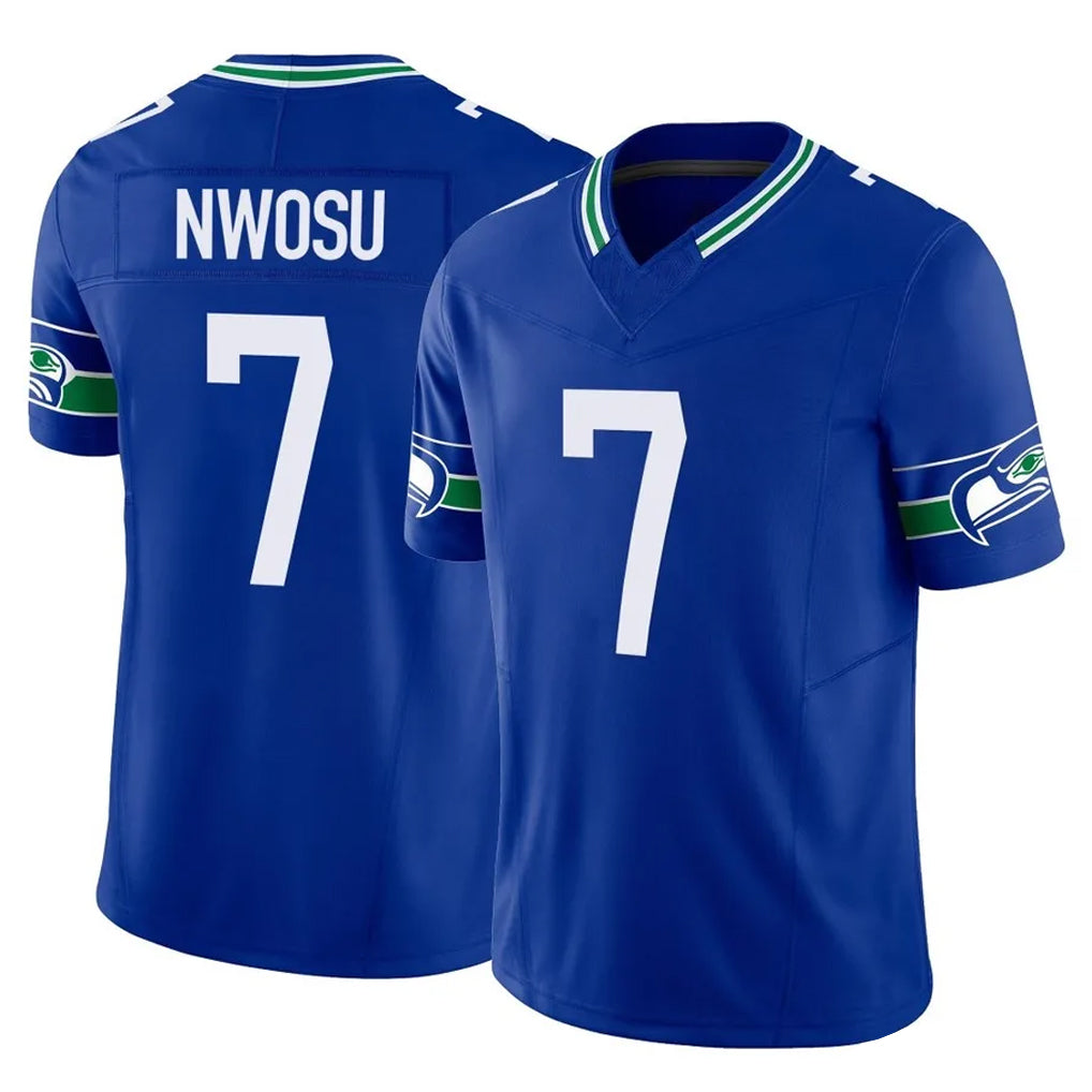 Davalo S.Seahawks #7 Uchenna Nwosu Player Royal Limited Throwback Vapor F.U.S.E. Home Game Stitched Jerseys