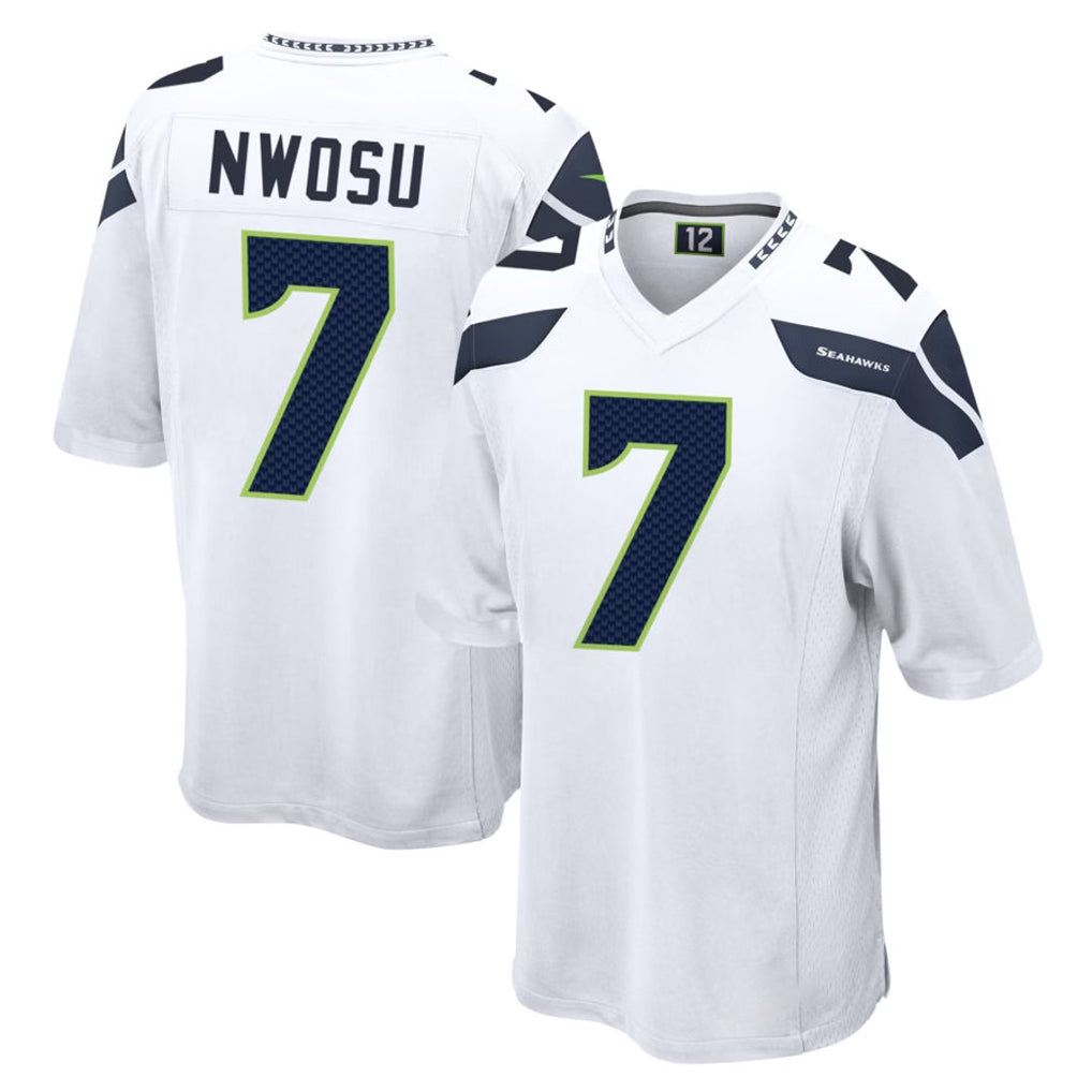 Davalo S.Seahawks #7 Uchenna Nwosu Player White Home Game Stitched Jerseys