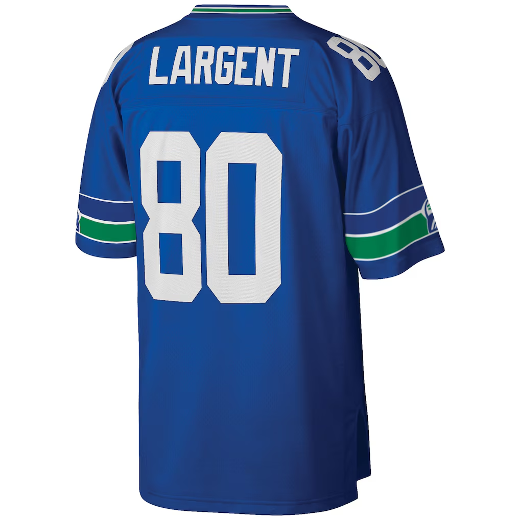 Davalo S.Seahawks #80 Steve Largent Mitchell & Ness Royal Big & Tall 1985 Retired Player Replica Jersey