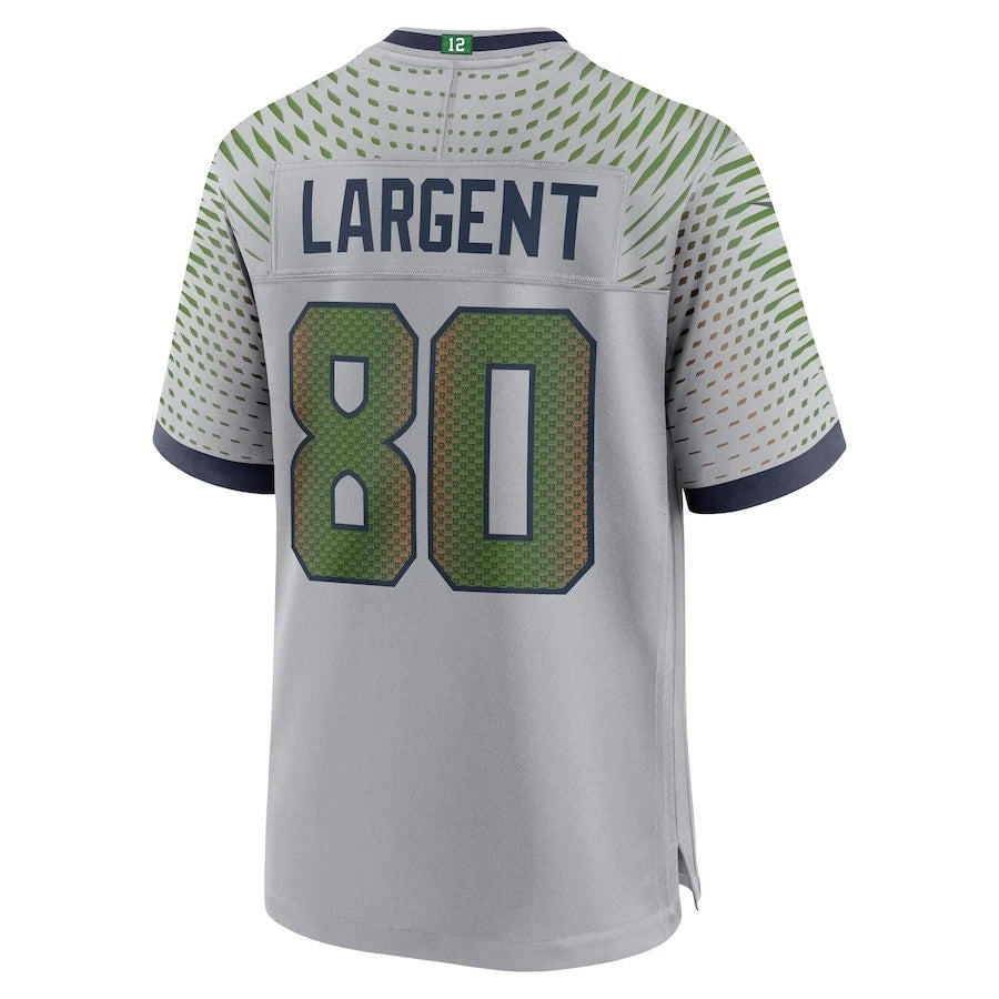 Davalo S.Seahawks #80 Steve Largent Player Wolf Gray Rivalries Collection Game Stitched Jerseys