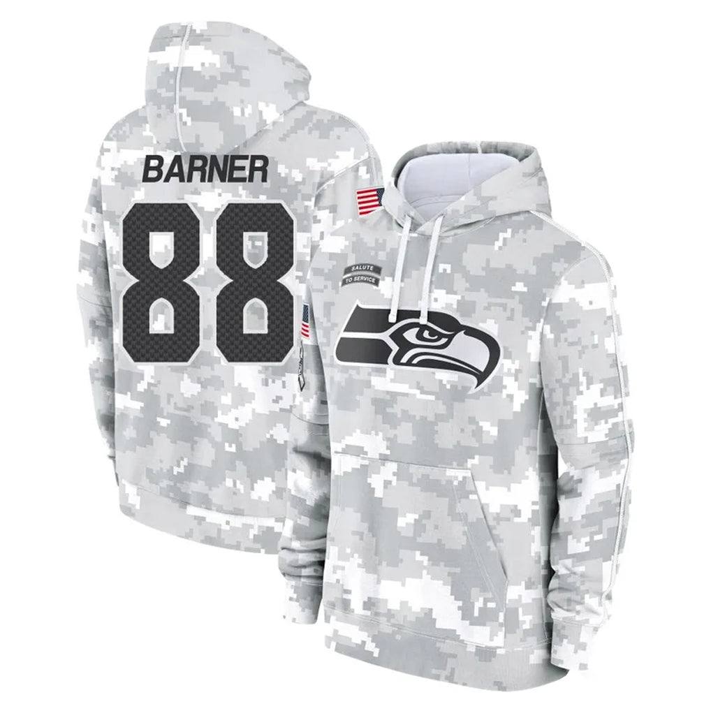 Davalo S.Seahawks #88 AJ Barner Player Arctic Camo Limited Salute to Service Pullover Hoodies Game Stitched Jerseys
