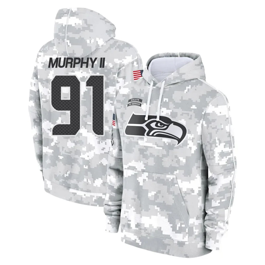 Davalo S.Seahawks #91 Byron Murphy II Player Arctic Camo Limited Salute to Service Pullover Hoodies Game Stitched Jerseys