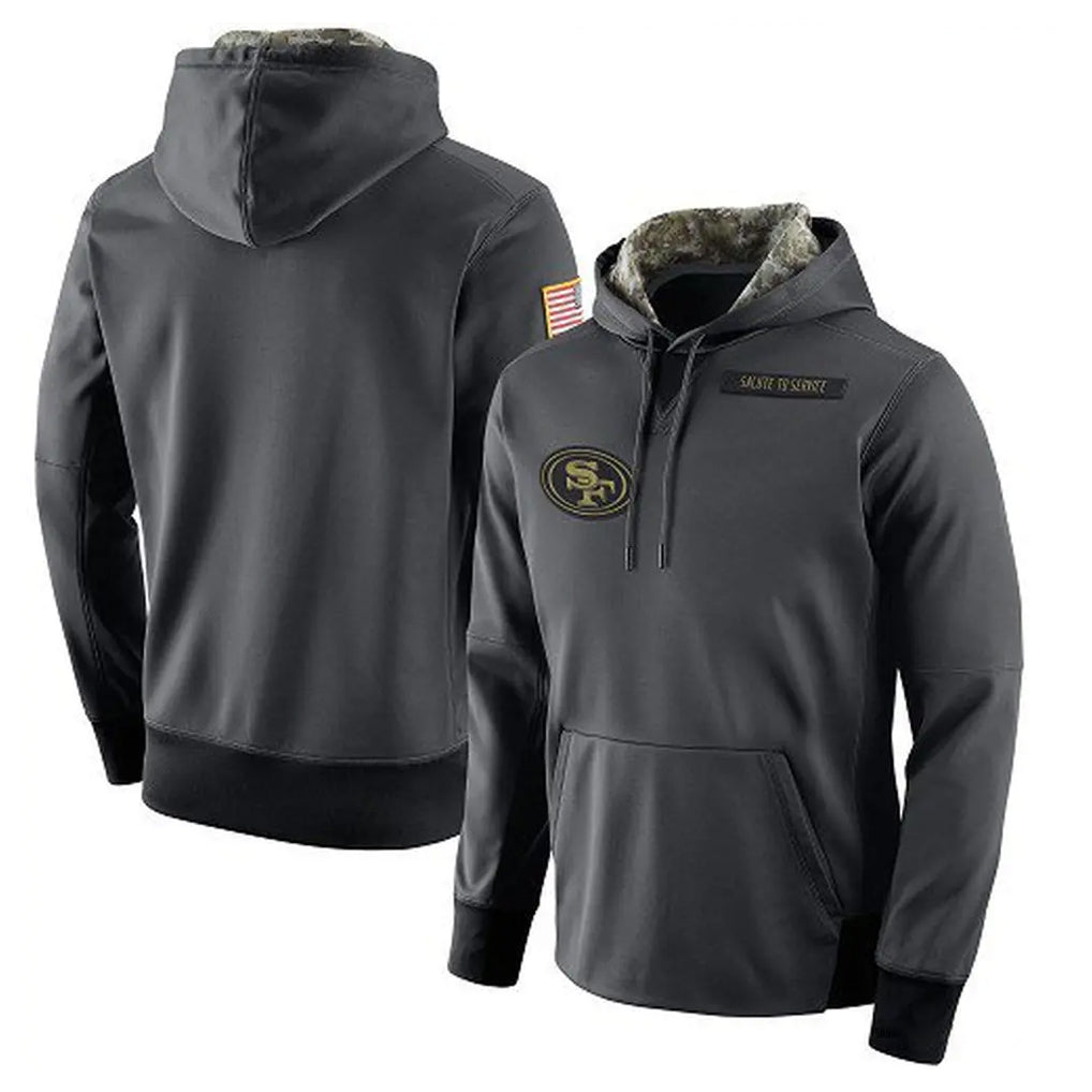 Davalo SF.49ers Anthracite Pullover Hoodies Home Game Blank Player Stitched Jerseys