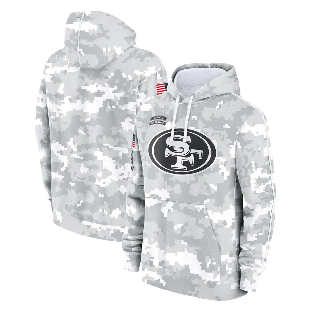 Davalo SF.49ers Arctic Camo Limited Salute to Service Pullover Hoodies Game Blank Player Stitched Jerseys