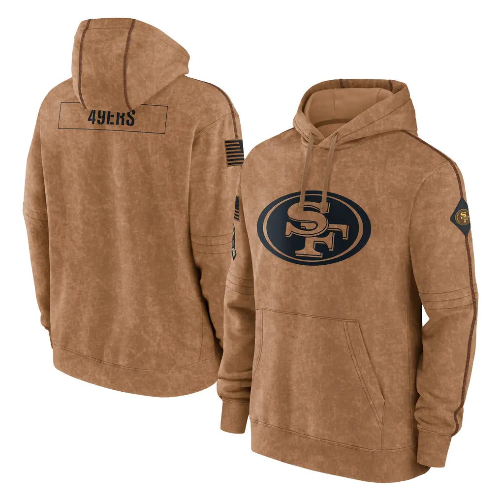 Davalo SF.49ers Brown Limited Salute to Service Pullover Hoodies Game Blank Player Stitched Jerseys