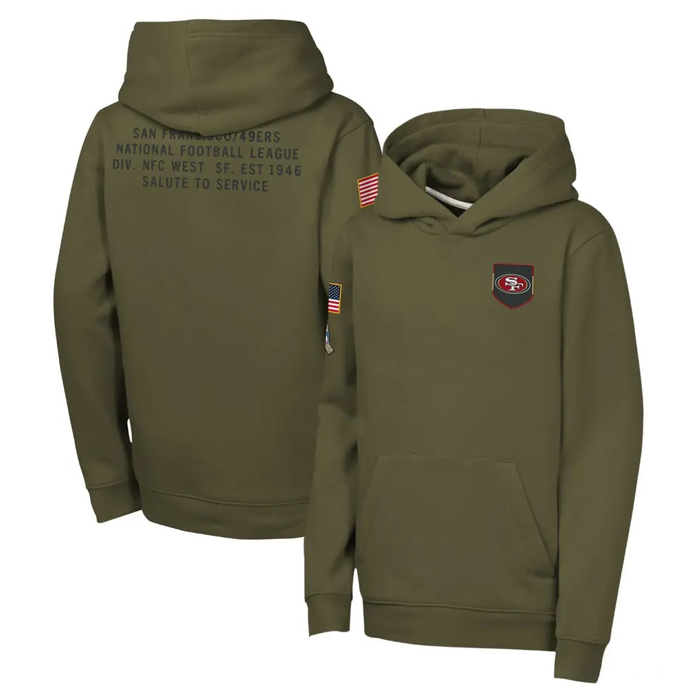 Davalo SF.49ers Olive Salute to Service Pullover Hoodies Limited Blank Player Stitched Jerseys