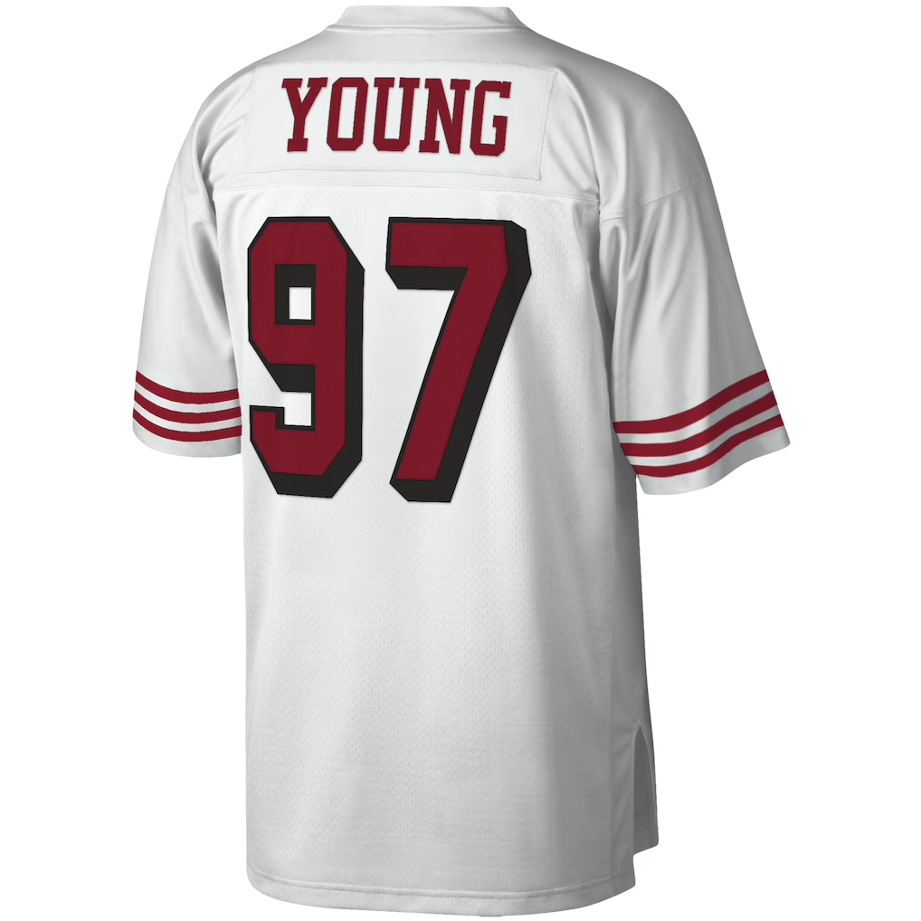 Davalo SF.49ers #97 Bryant Young Mitchell & Ness White Legacy Replica Stitched Puhic Jersey