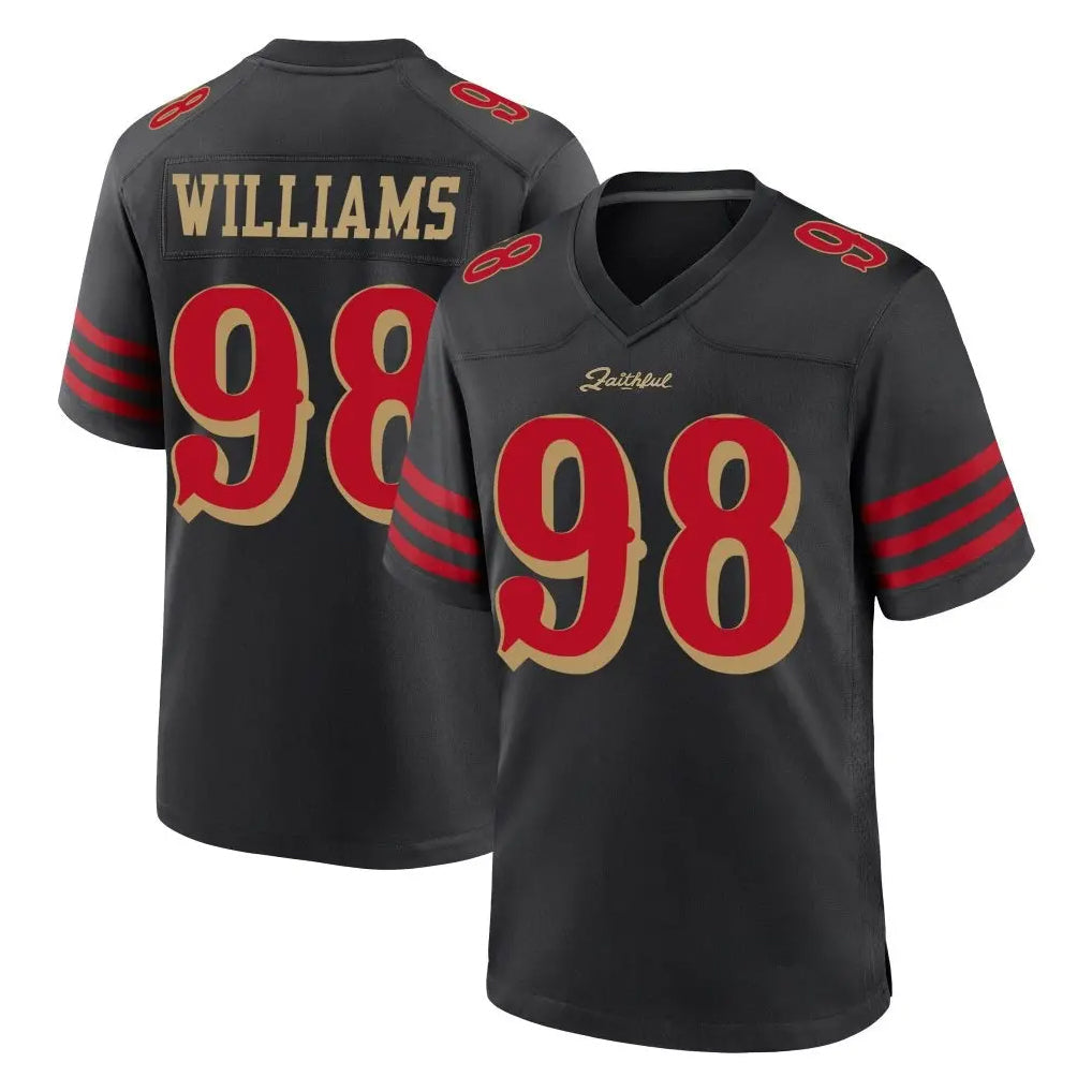 Davalo SF.49ers #98 Mykel Williams Player Black Rivalries Collection Home Game Stitched Jerseys