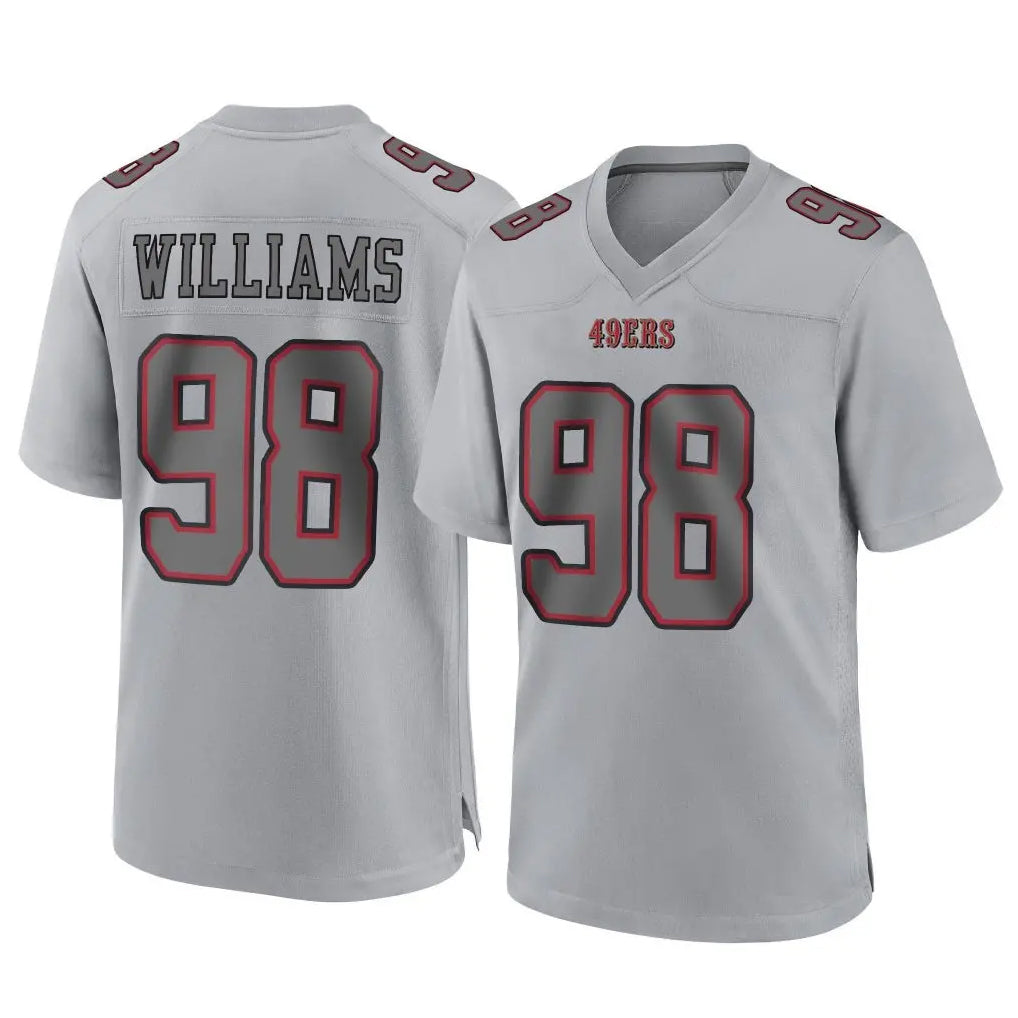 Davalo SF.49ers #98 Mykel Williams Player Gray Atmosphere Fashion Home Game Stitched Jerseys