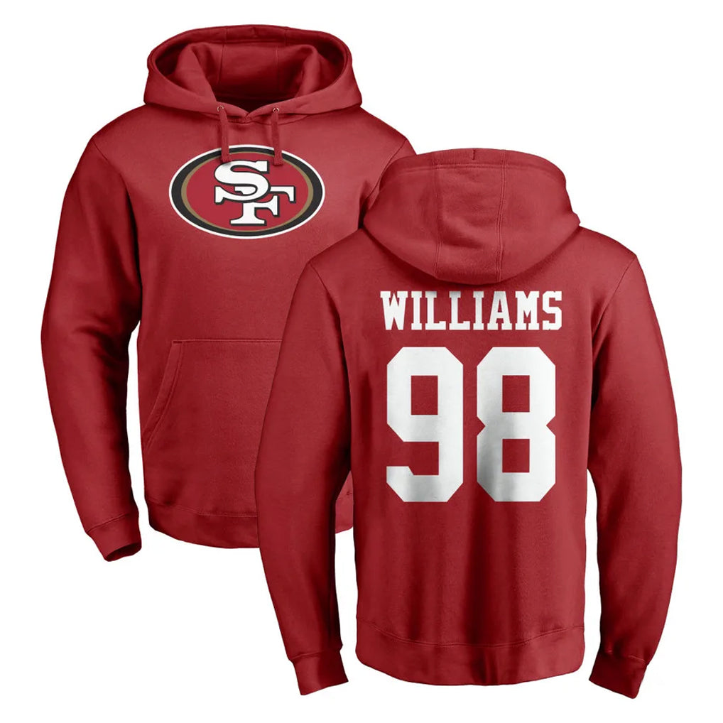 Davalo SF.49ers #98 Mykel Williams Player Red LOGO Pullover Hoodies Home Game Stitched Jerseys