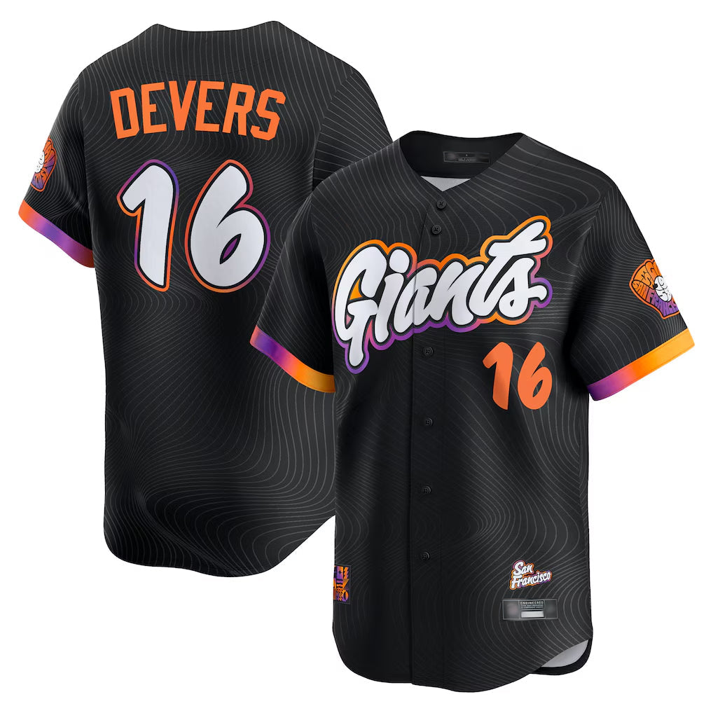 Davalo SF.Giants #16 Rafael Devers Player Black 2025 City Connect Home Limited Stitched Jerseys