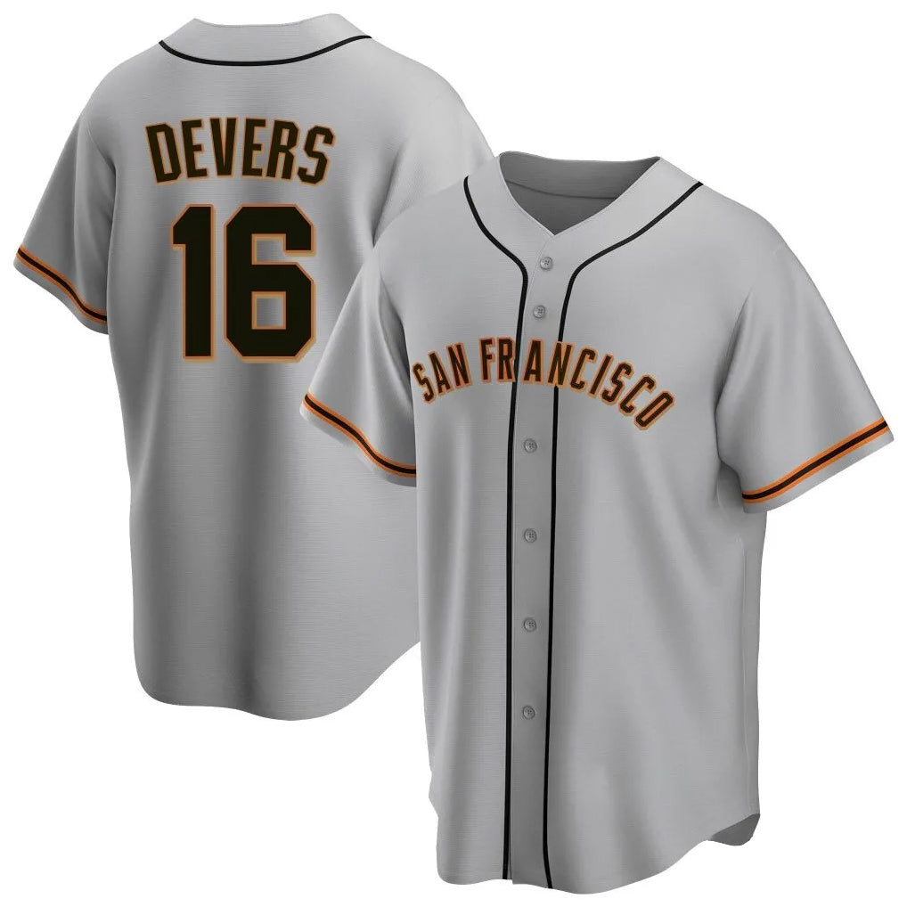 Davalo SF.Giants #16 Rafael Devers Player Gray Home Game Stitched Jerseys