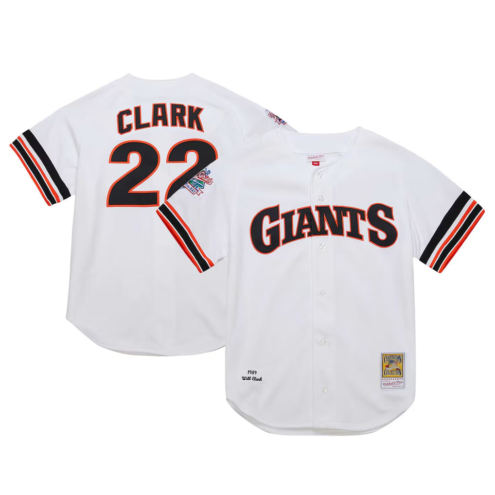 Davalo SF.Giants #22 Will Clark Player White Mitchell & Ness Cooperstown Collection 1989 Limited Stitched Jerseys