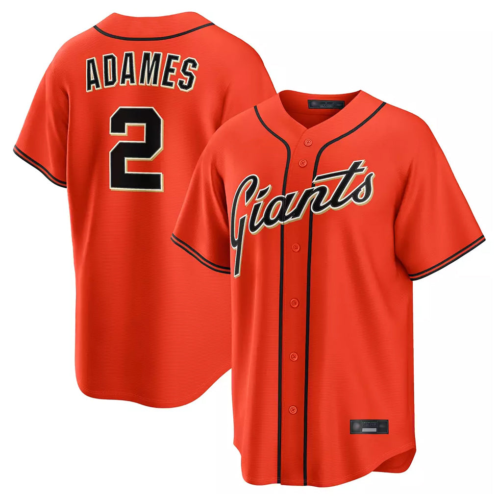 Davalo SF.Giants #2 Willy Adames Player Orange Home Game Stitched Jerseys