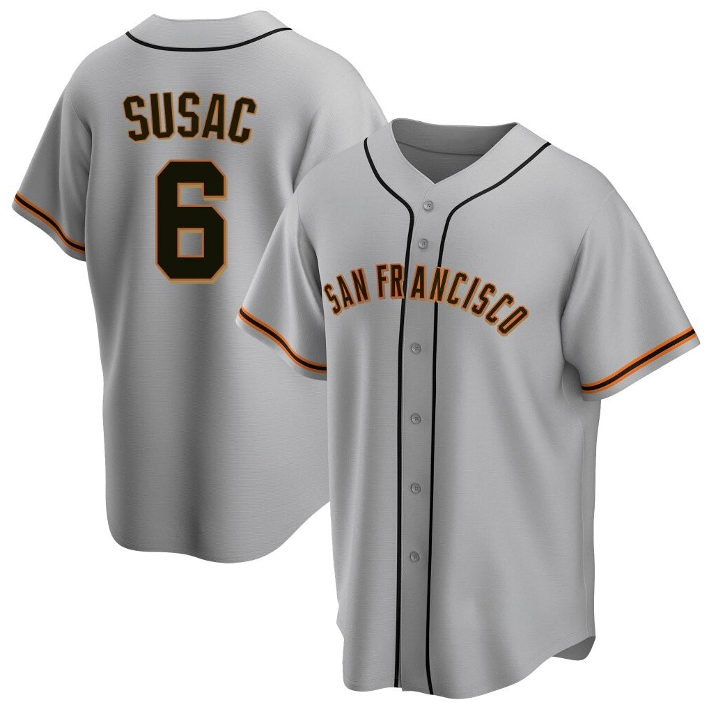 Davalo SF.Giants #6 Daniel Susac Player Gray Home Game Stitched Jerseys