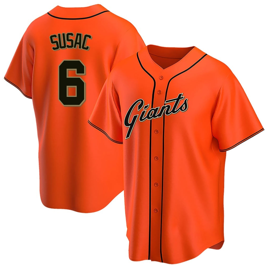 Davalo SF.Giants #6 Daniel Susac Player Orange Home Game Stitched Jerseys