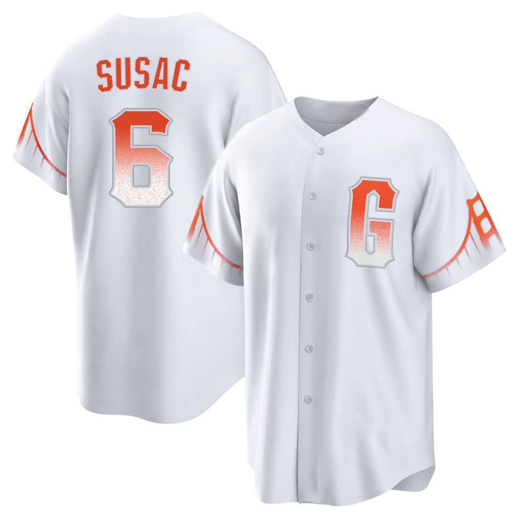 Davalo SF.Giants #6 Daniel Susac Player White City Connect Home Game Stitched Jerseys