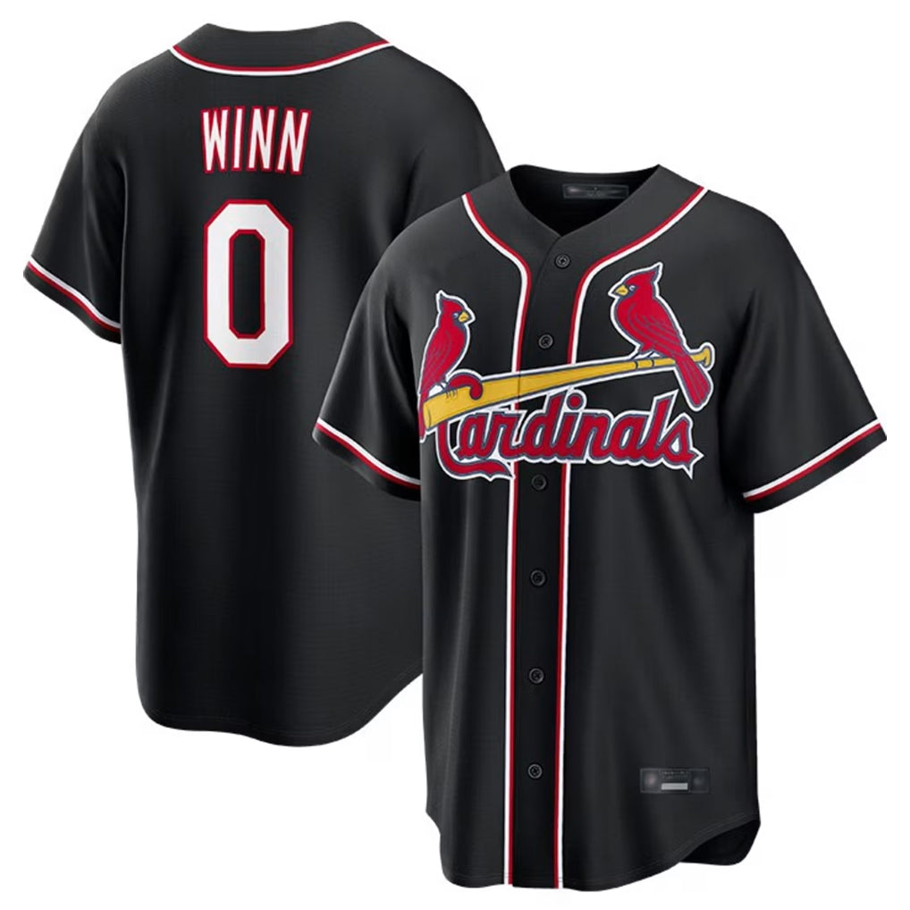 Davalo St. Louis Cardinals #0 Masyn Winn Player Black Carbon Fashio Game Stitched Jerseys