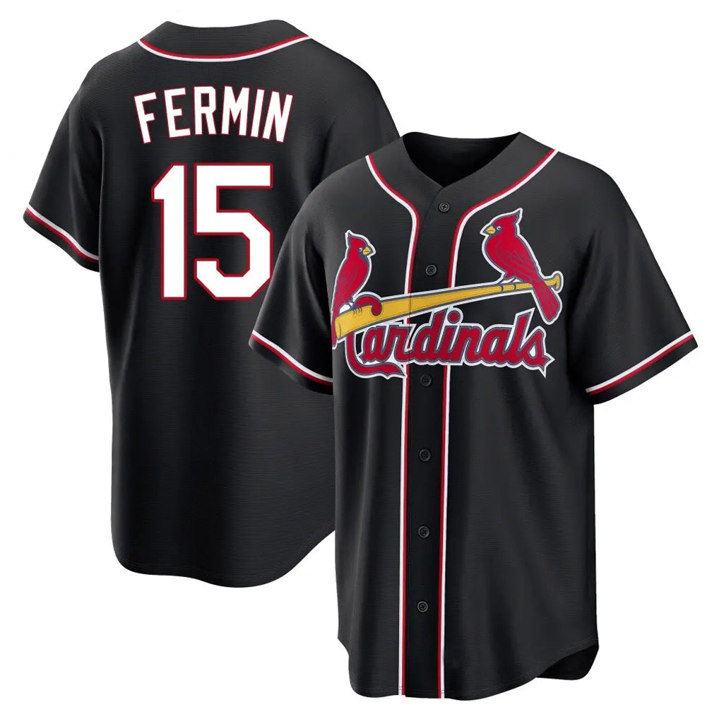 Davalo St. Louis Cardinals #15 Jose Fermin Player Black Carbon Fashio Game Stitched Jerseys