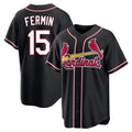 Davalo St. Louis Cardinals #15 Jose Fermin Player Black Carbon Fashio Game Stitched Jerseys