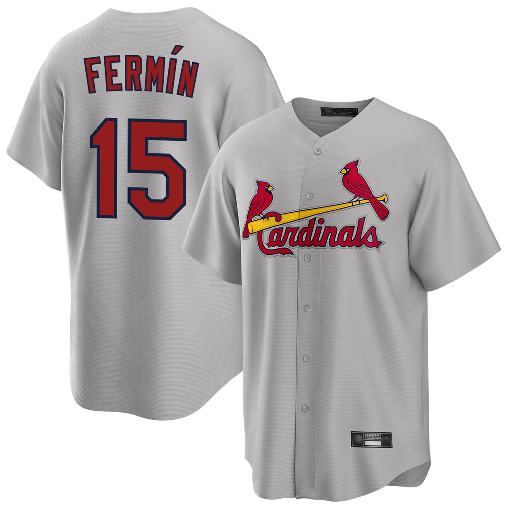 Davalo St. Louis Cardinals #15 Jose Fermin Player Gray Home Game Stitched Jerseys