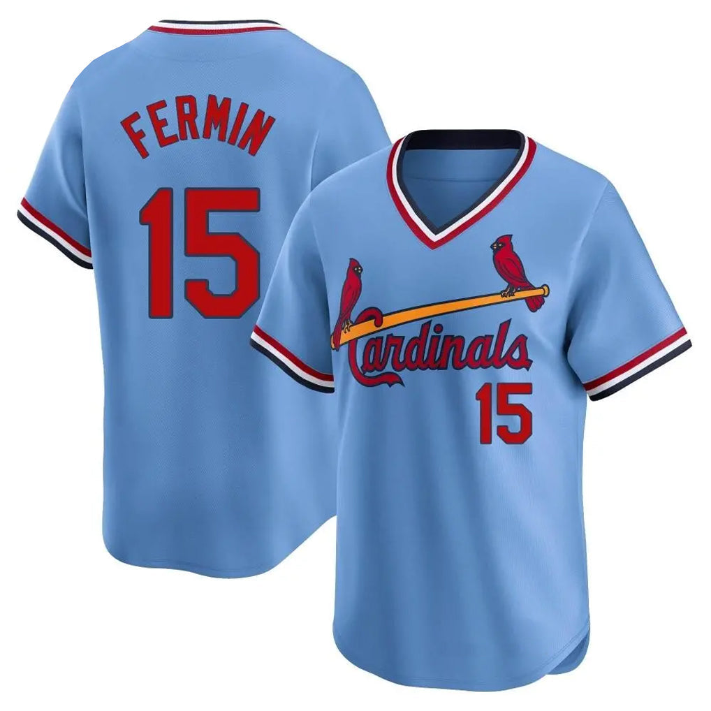 Davalo St. Louis Cardinals #15 Jose Fermin Player Light Blue City Connect Home T-shirt Stitched Jerseys