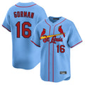 Davalo St. Louis Cardinals #16 Nolan Gorman Player Light Blue Home Limited Stitched Jerseys