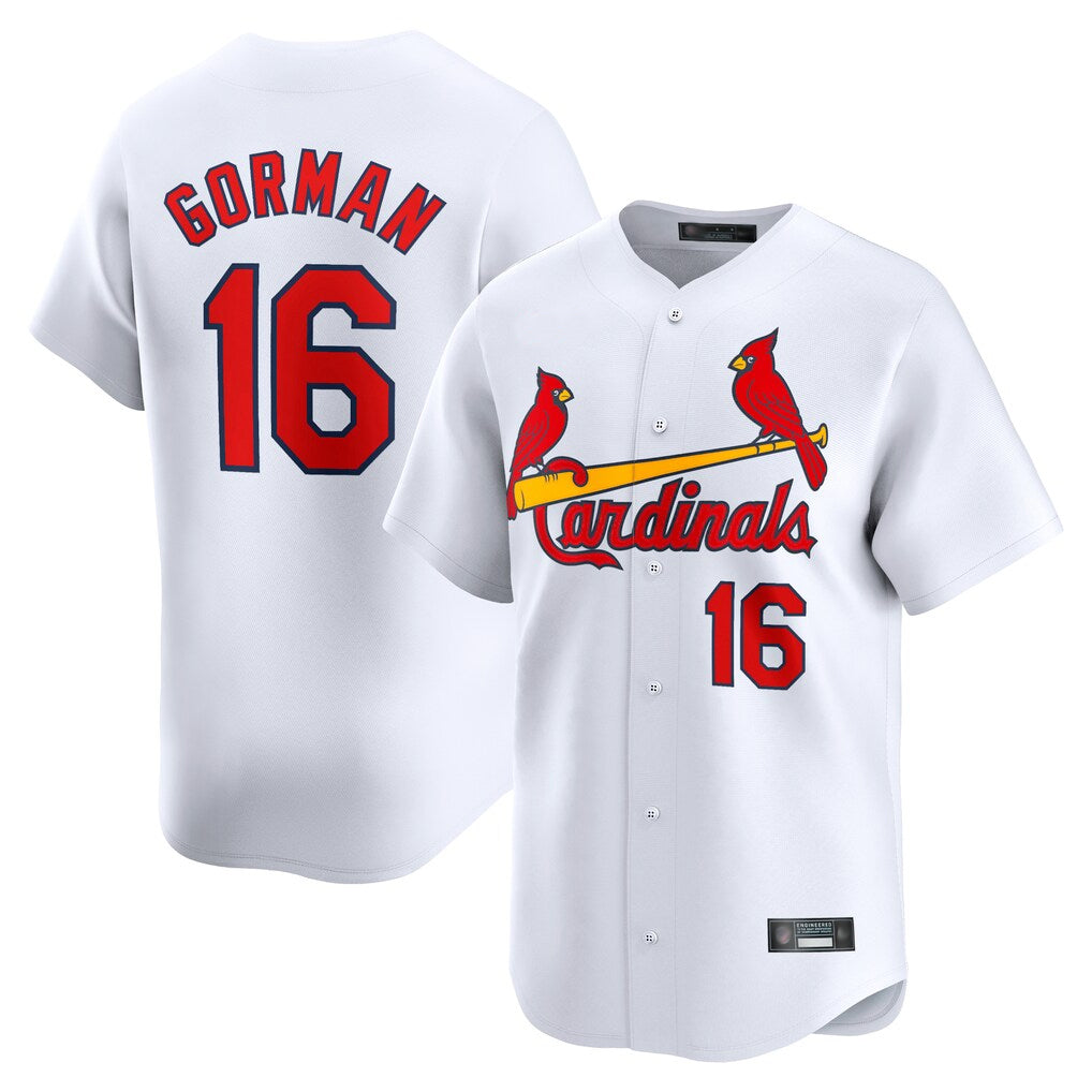 Davalo St. Louis Cardinals #16 Nolan Gorman Player White Home Limited Stitched Jerseys