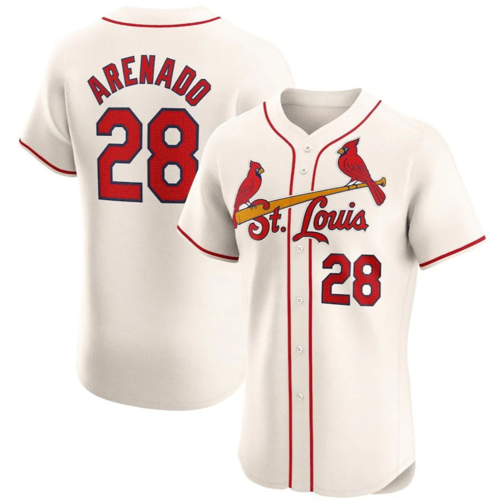 Davalo St. Louis Cardinals #28 Nolan Arenado Player Cream Home Limited Elite Stitched Jerseys