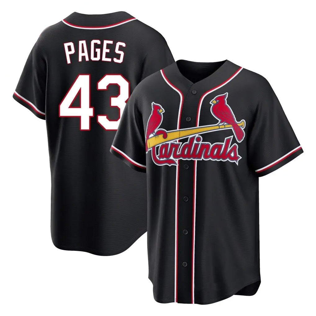Davalo St. Louis Cardinals #43 Pedro Pages Player Black Carbon Fashio Game Stitched Jerseys